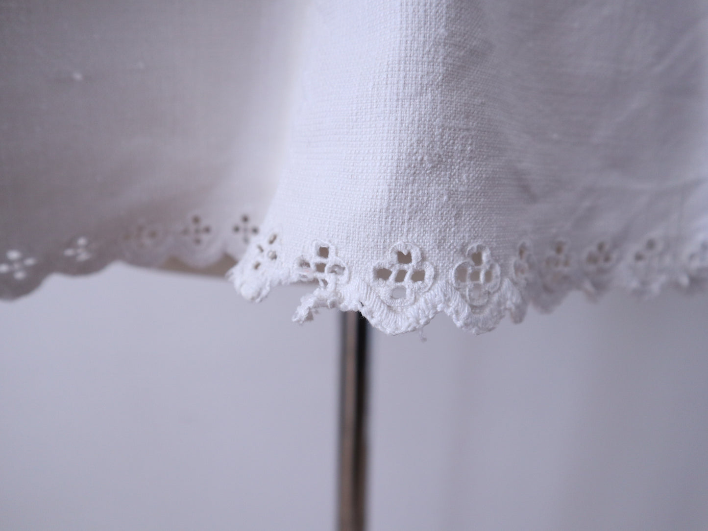 Handwoven Transylvanian Linen Folk Blouse with Cutwork Embroidery and Pressed Glass Buttons 1930s 1940s