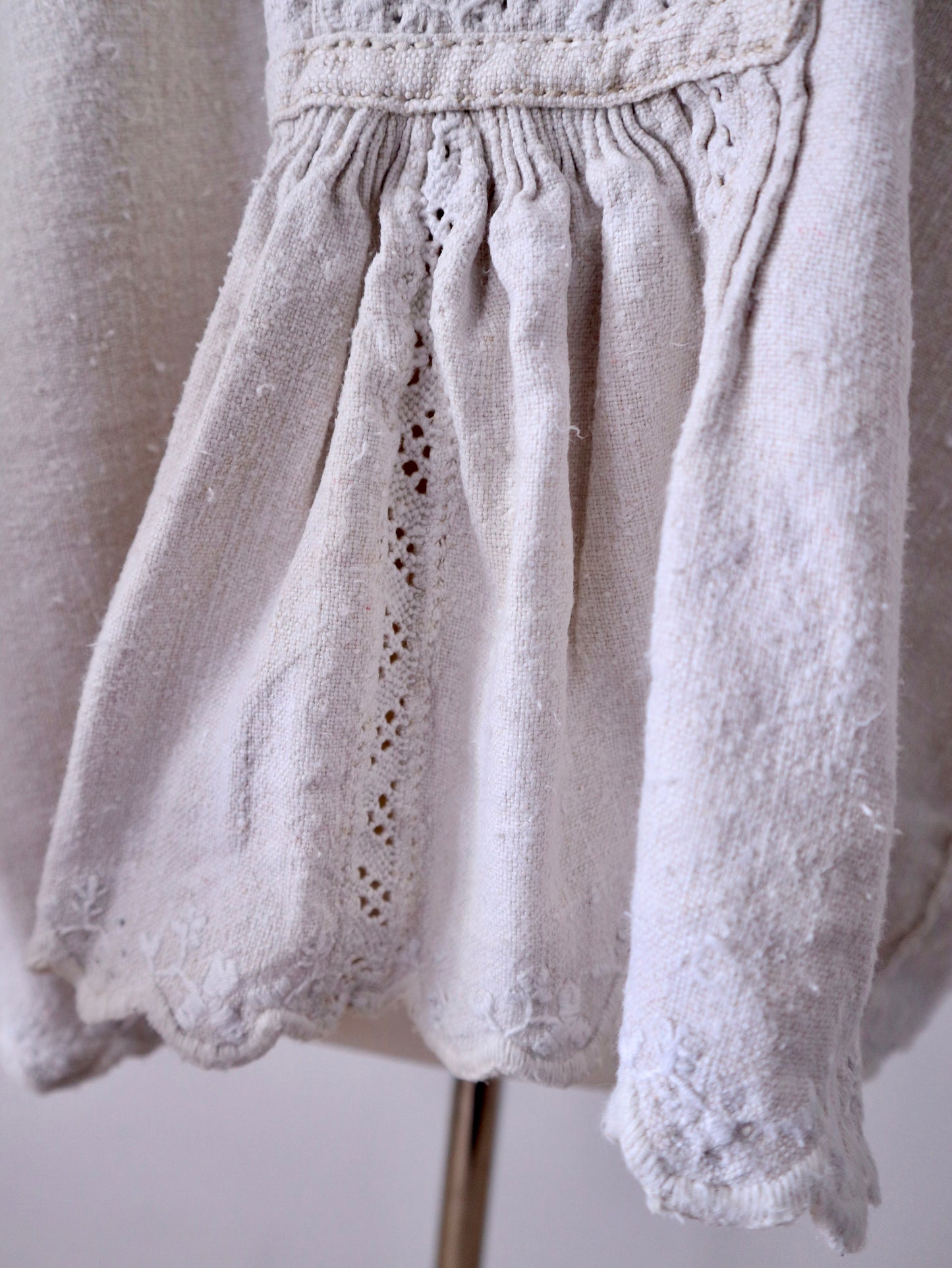 1930s - 1940s Transylvanian linen shirt with embroidery and cutwork