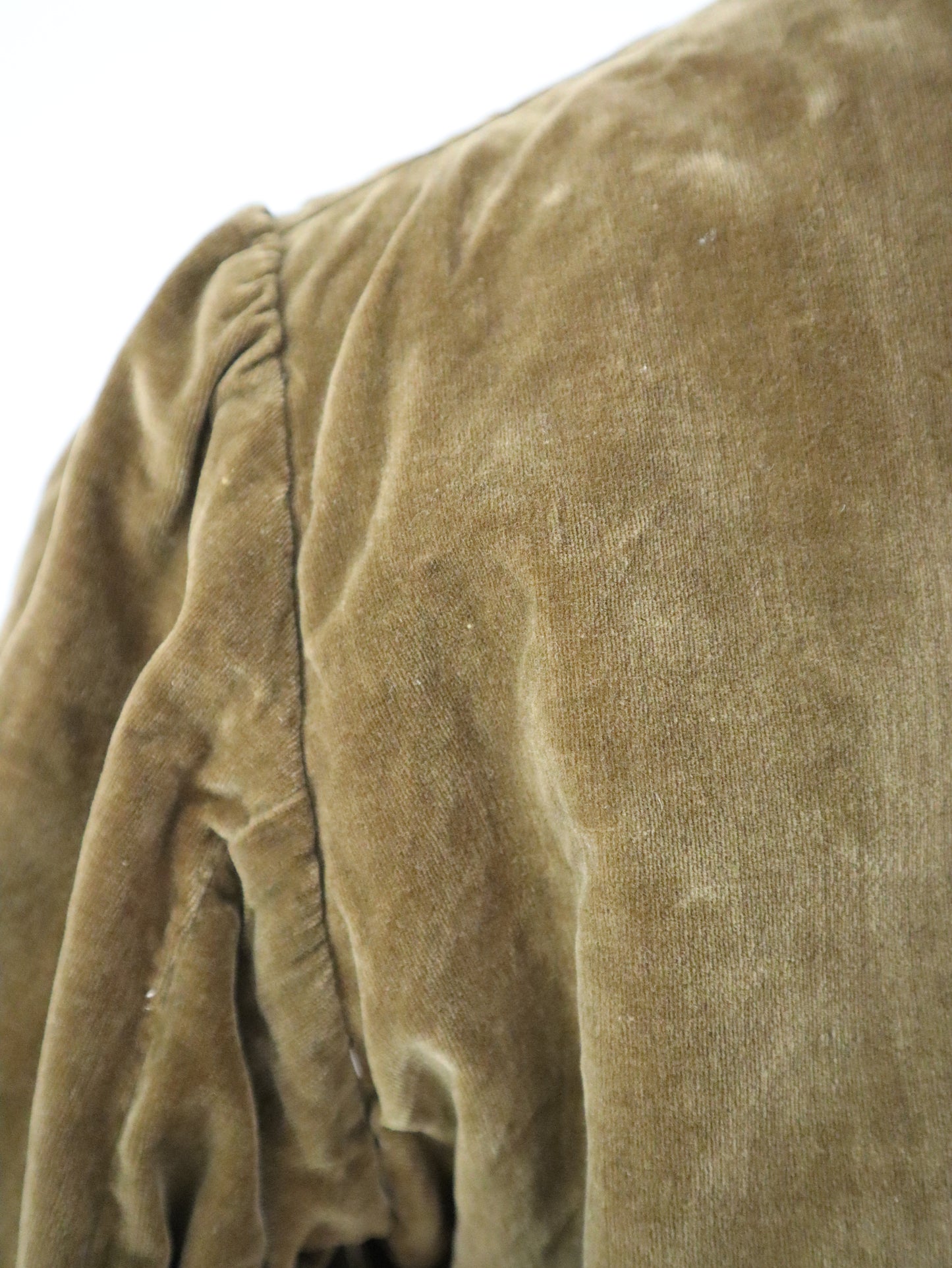 Antique French Opera Costume Tunic Green Silk Velvet Scalloped Hem Early 1900s