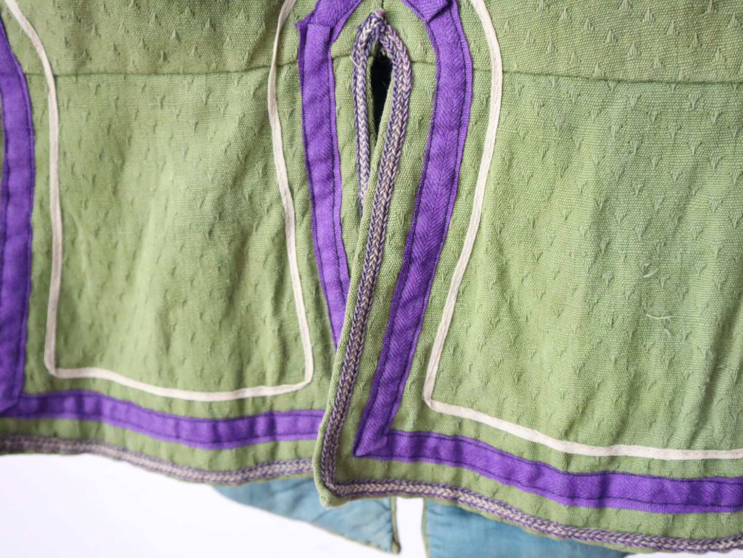 Antique French Opera Costume Jacket – Early 1900s, Green & Red Cotton, Aristide Boyer Marseille