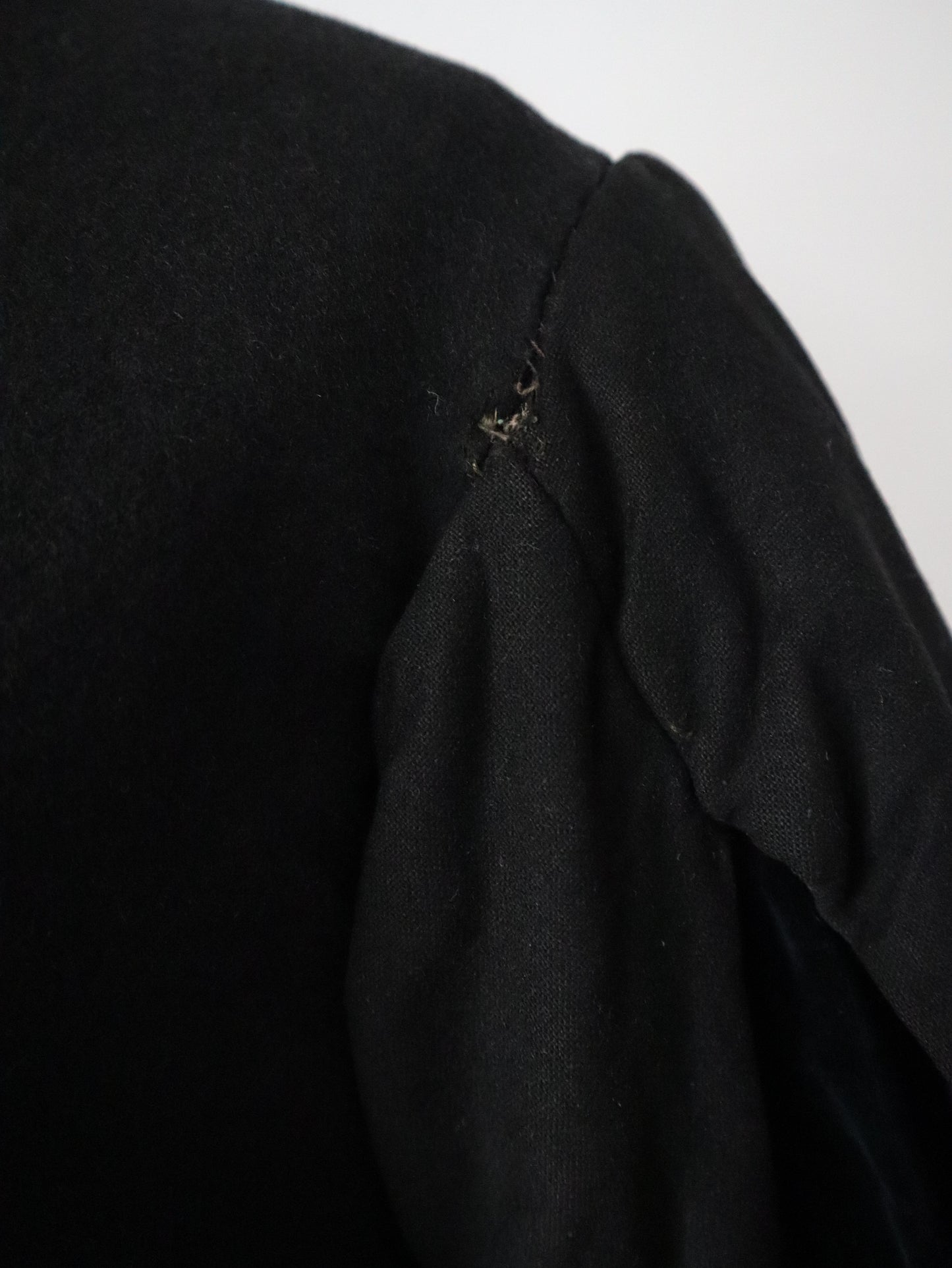 Antique French Renaissance-Style Theatrical Tunic | Circa 1900 | Aristide Boyer Marseille | Black Wool with Hanging Sleeves