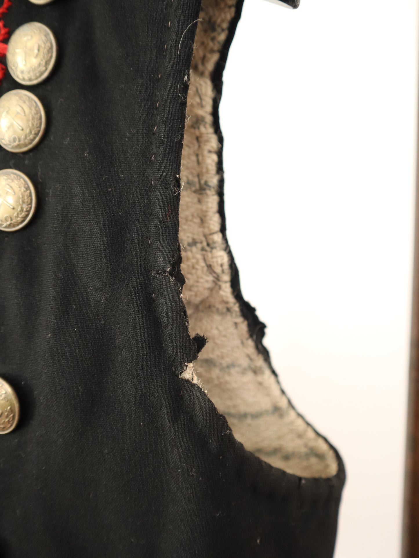 1920s 30s Hungarian Embroidered Vest Waistcoat Folk Floral Brass Buttons Hammer Pick