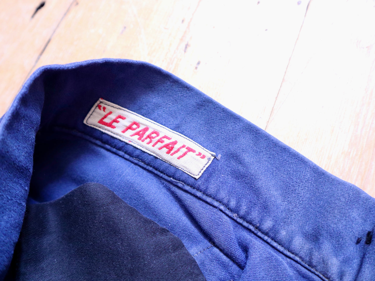 1940s–1950s French Moleskin Workwear Trousers – “Le Parfait” with Patched and Darned Repairs
