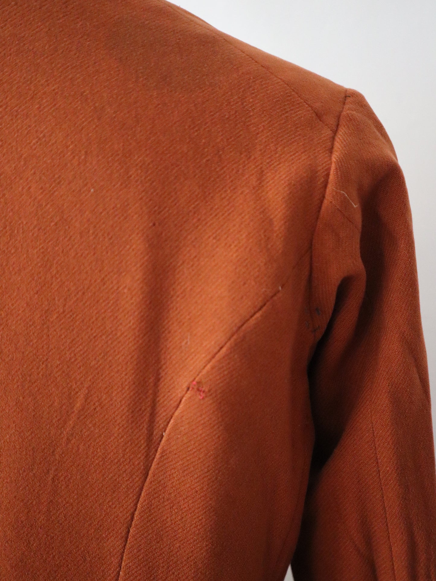 Antique French Opera Costume Jacket Rust Brown Frock Coat Blue Cuffs 18th Century Style