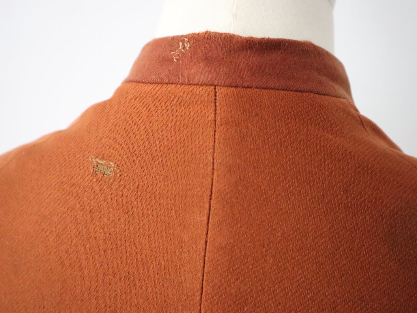 Antique French Opera Costume Jacket Rust Brown Frock Coat Blue Cuffs 18th Century Style