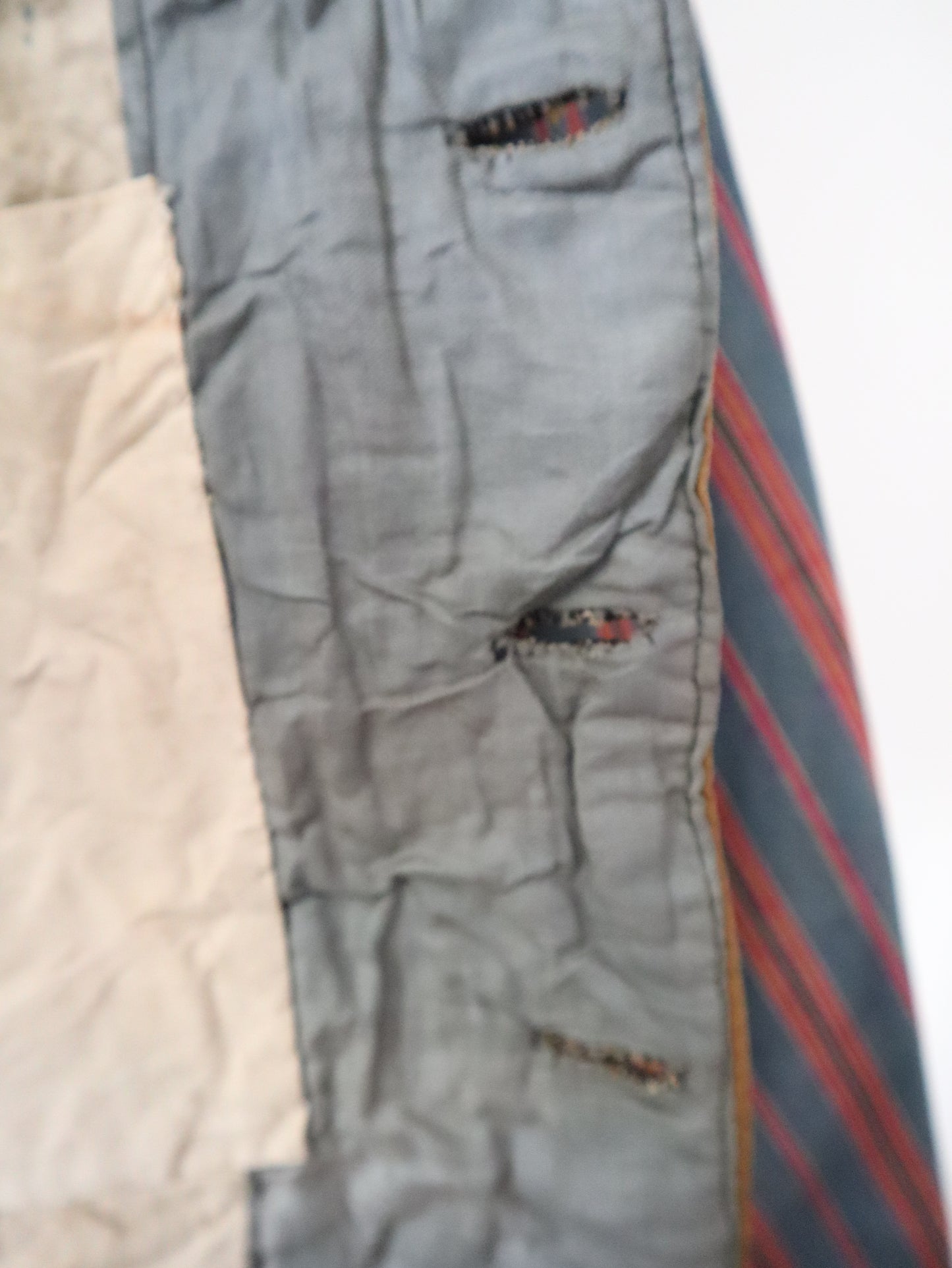 Antique French Opers Costume Jacket Brown Cotton Blue Stripe Sleeves Ribbon Trim Medieval Renaissance