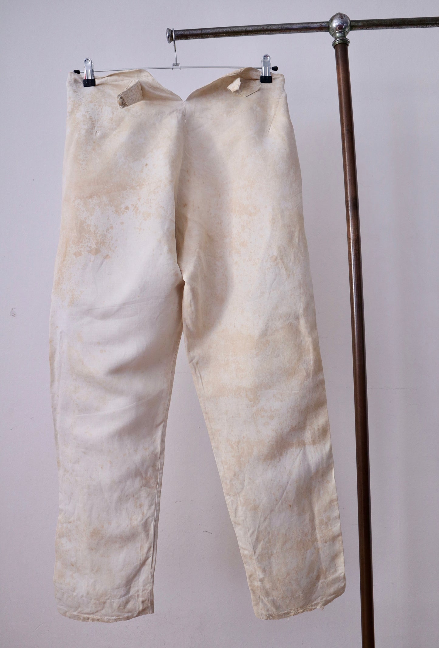 Early 19th Century White Cotton Trousers – Hand Stitched with Bone Buttons