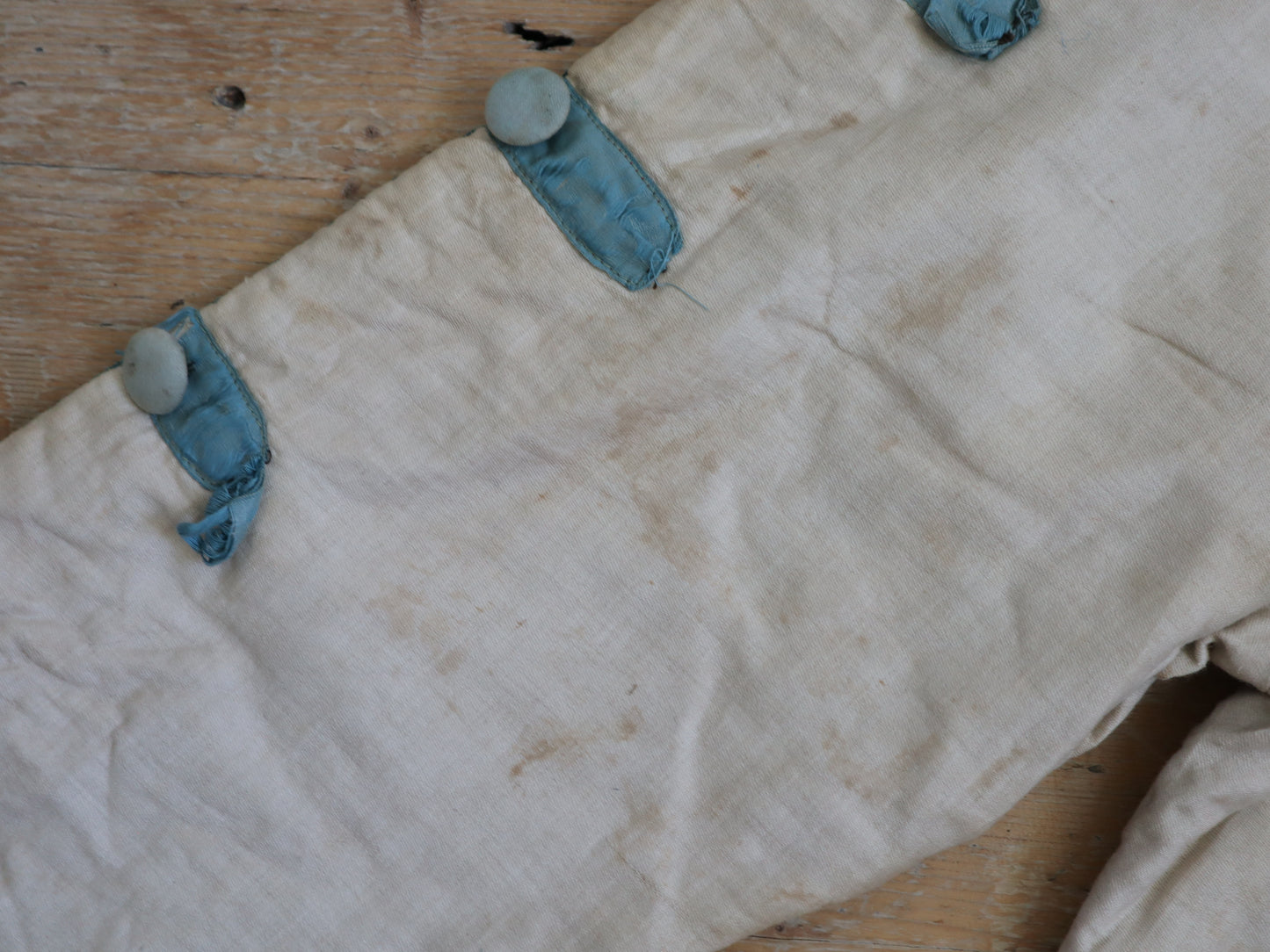 Antique French Theatre Costume Trousers Breeches Pants 18th Century Style White Blue Cotton Silk Opera