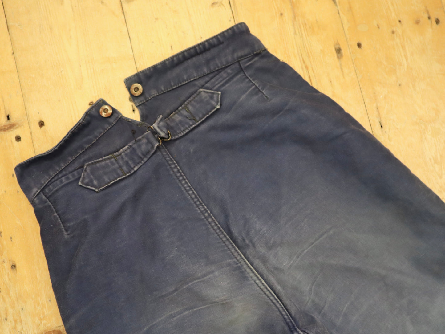 1950s French Le Salvetal Blue Moleskin Workwear Trousers Pants