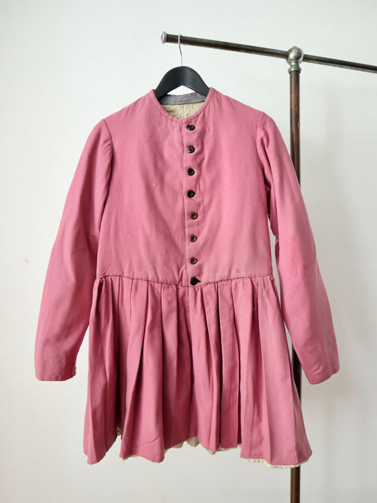 Antique French Opera Costume Pink Wool Tunic Linen Early 1900s