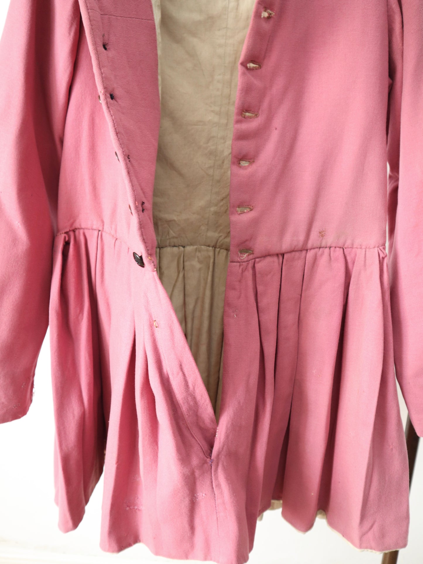 Antique French Opera Costume Pink Wool Tunic Linen Early 1900s