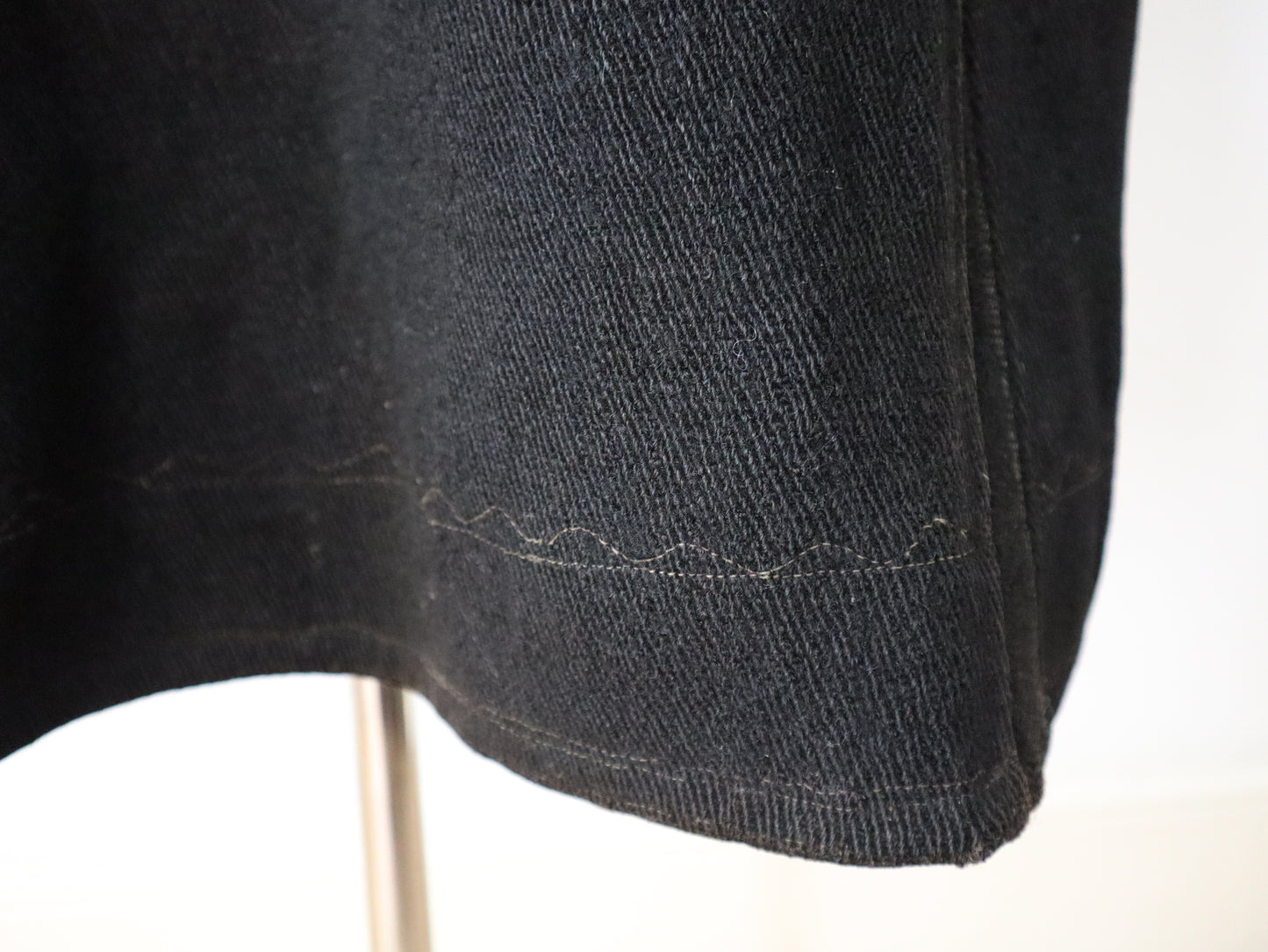 1920s Transylvanian Charcoal Black Wool Coat Traditional Folk Clothing Velvet Trim Stitching