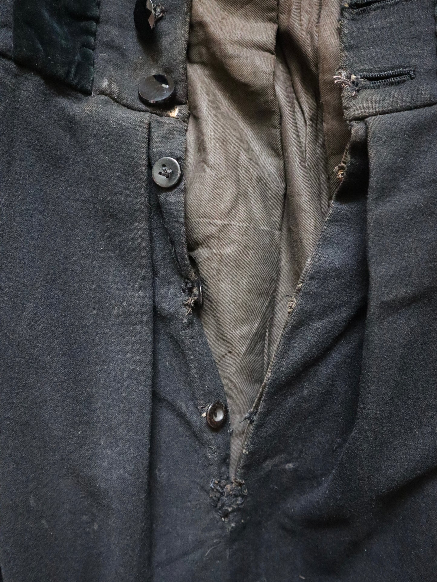 Antique French Renaissance-Style Theatrical Tunic | Circa 1900 | Aristide Boyer Marseille | Black Wool with Hanging Sleeves