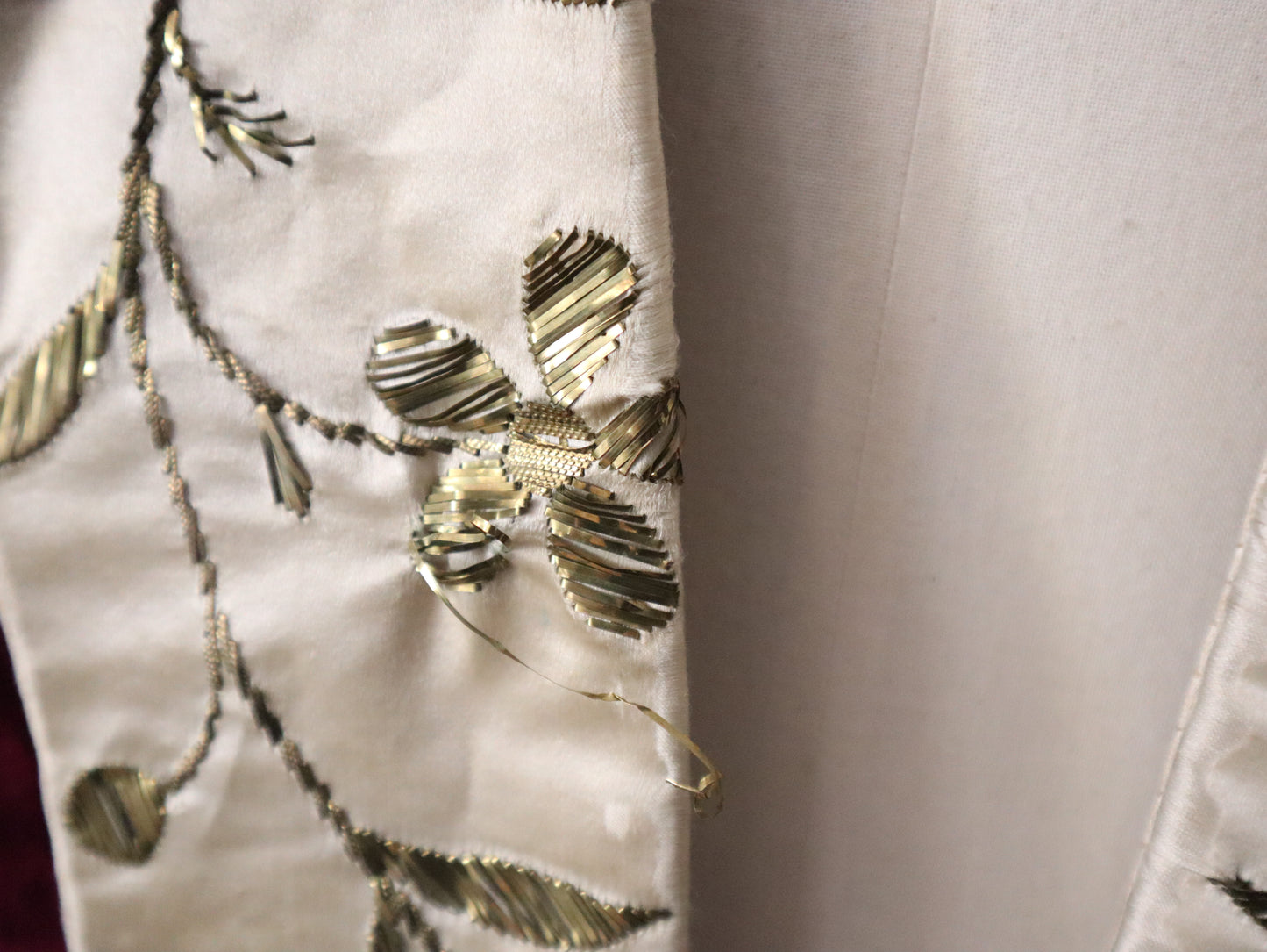 Antique French Silk Velvet Jacket c.1800s – Hand-Embroidered with Flat Gold Metal Thread – Ceremonial A-Line Robe from Aristide Boyer Archive