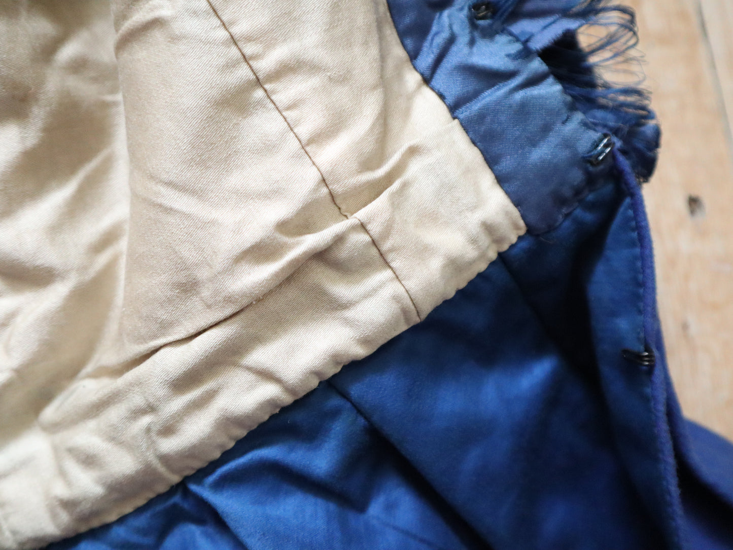 Antique French Opera Doublet Tunic Blue Wool Silk Beaded Sequins Lace Up Early 1900s Renaissance Style