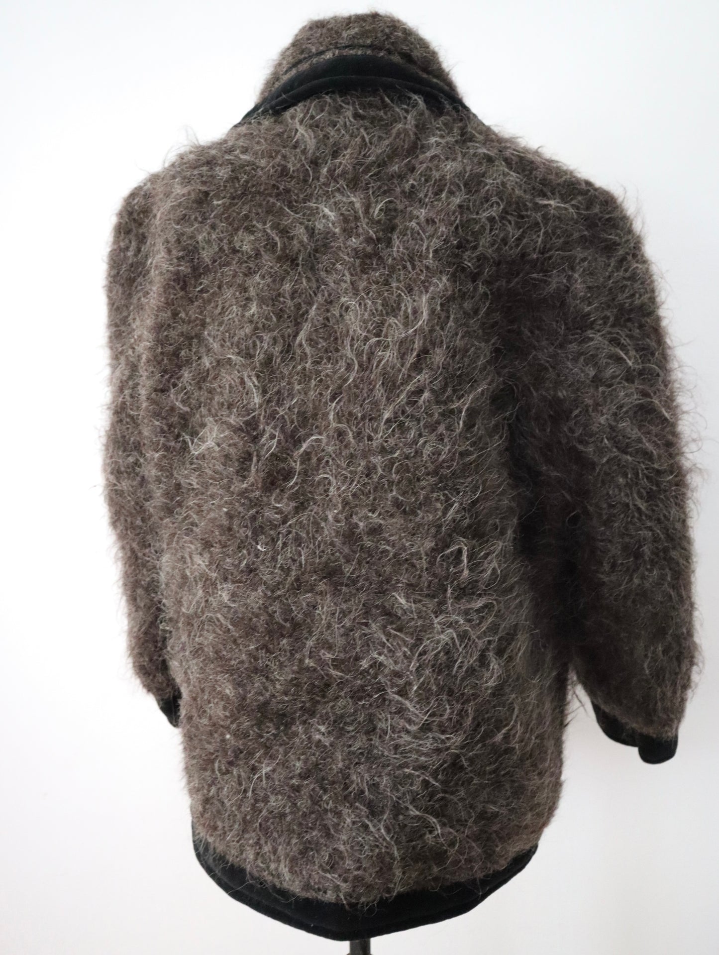 1940s Transylvanian Brown Sheep’s Wool Folk Jacket Coat Fluffy Traditional Costume