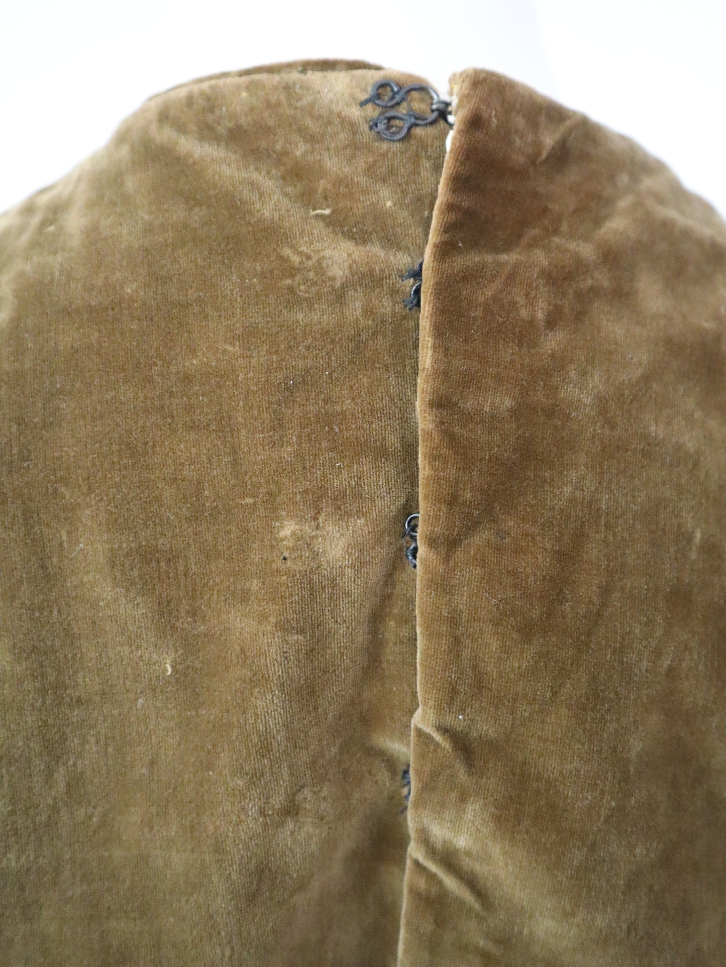 Antique French Opera Costume Tunic Green Silk Velvet Scalloped Hem Early 1900s