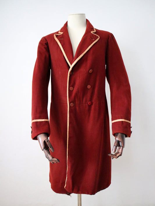 Antique French Tailcoat | Circa 1880s | Deep Claret Wool with Pale Salmon Trim | Thiery Aîné & Sigrand, Marseille