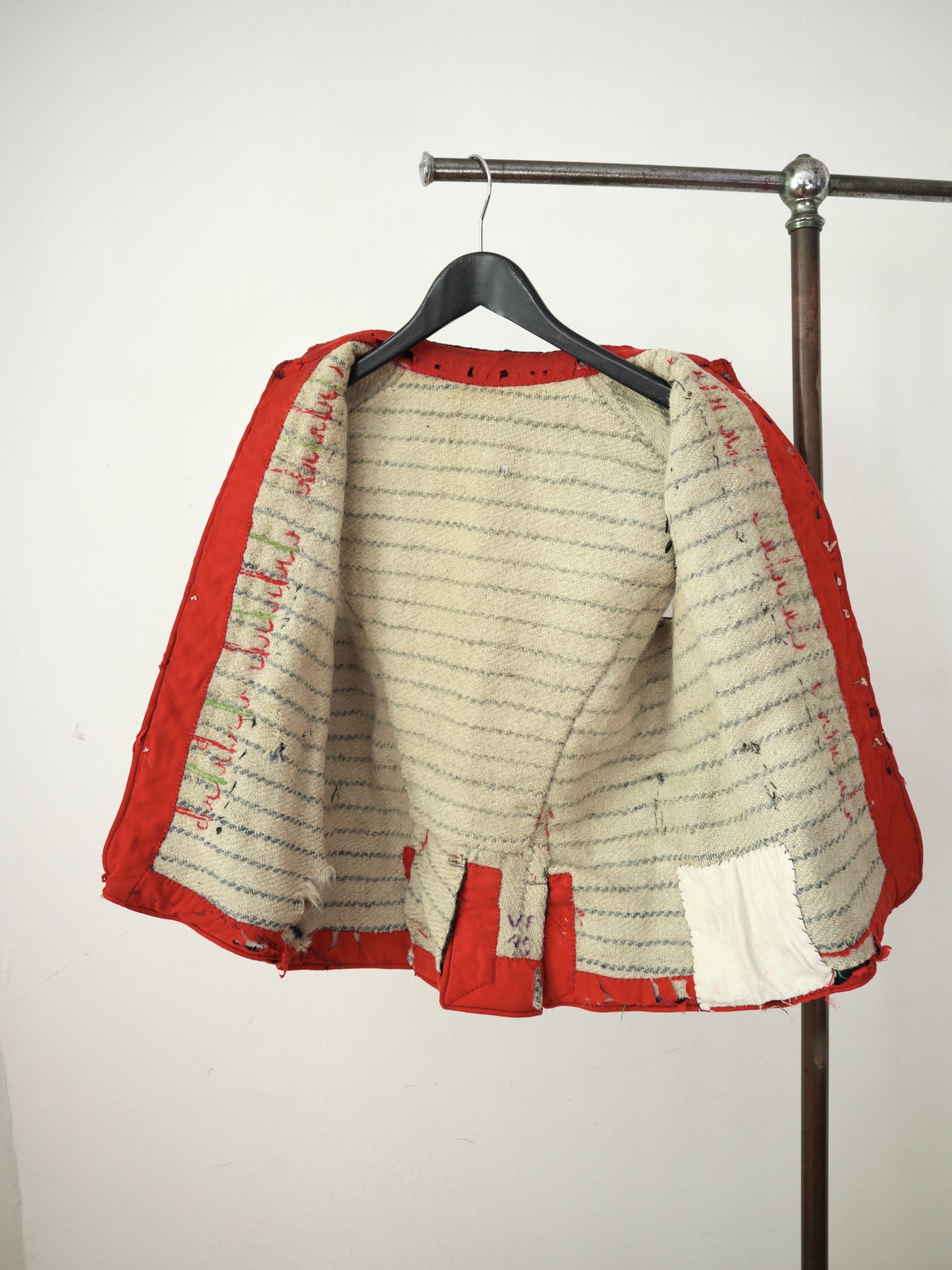 1920s 30s Hungarian Embroidered Vest Waistcoat Folk Floral Brass Buttons Hammer Pick