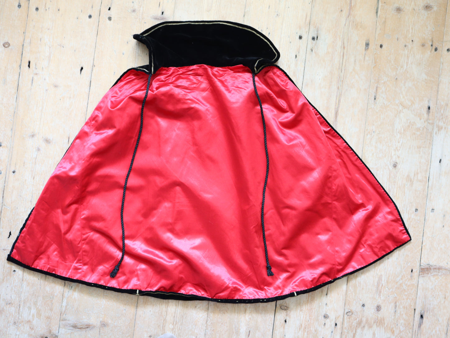 Antique 1910s - 20s French Mephistopheles costume delightful silk velvet complete five piece set child jacket cape breeches Devil Halloween