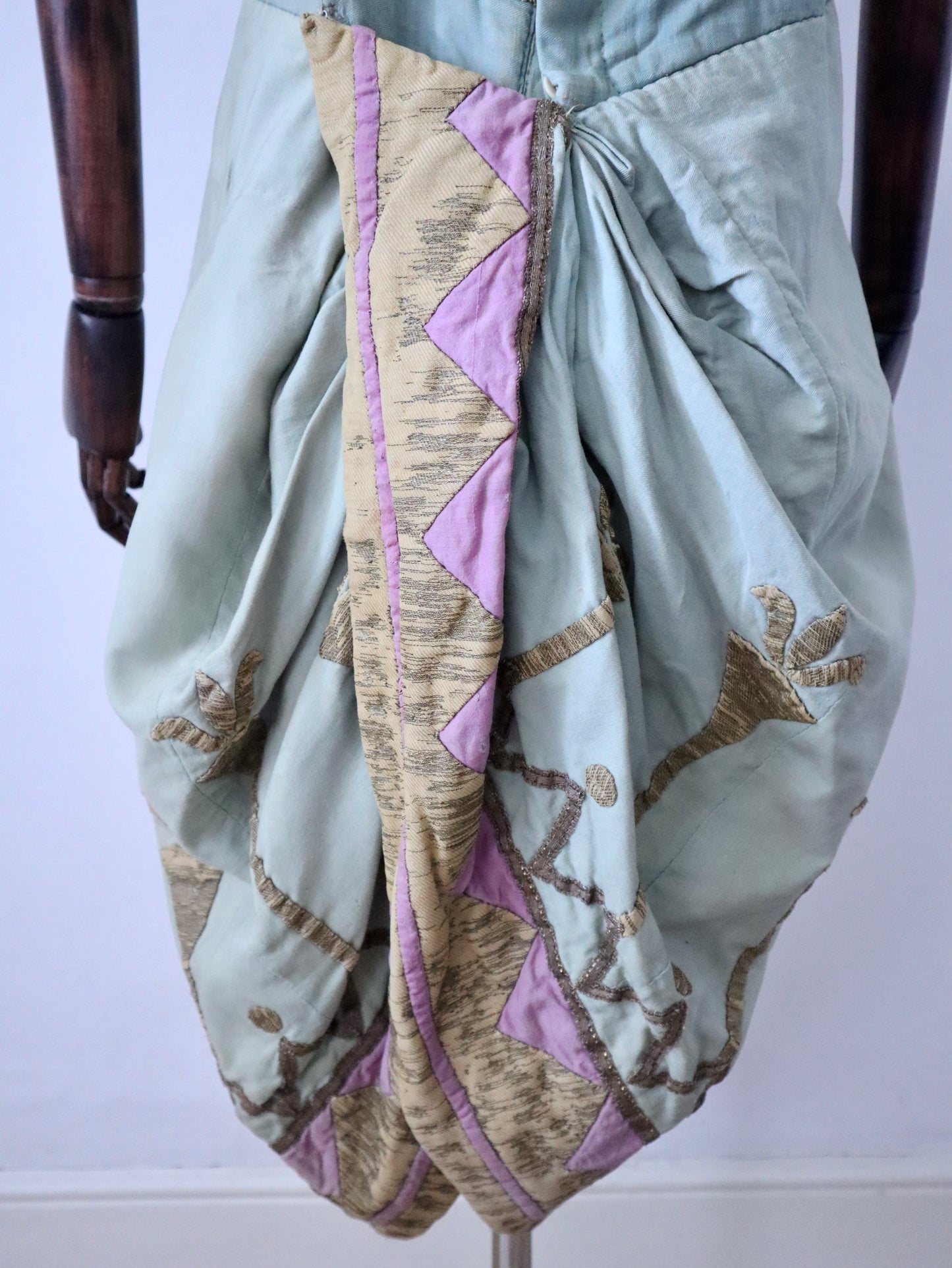 Antique 1880 French Opera PREMIER Costume AIDA Verdi Paris Egyptian Pastel Blue Sun Fade Gold 19th Century