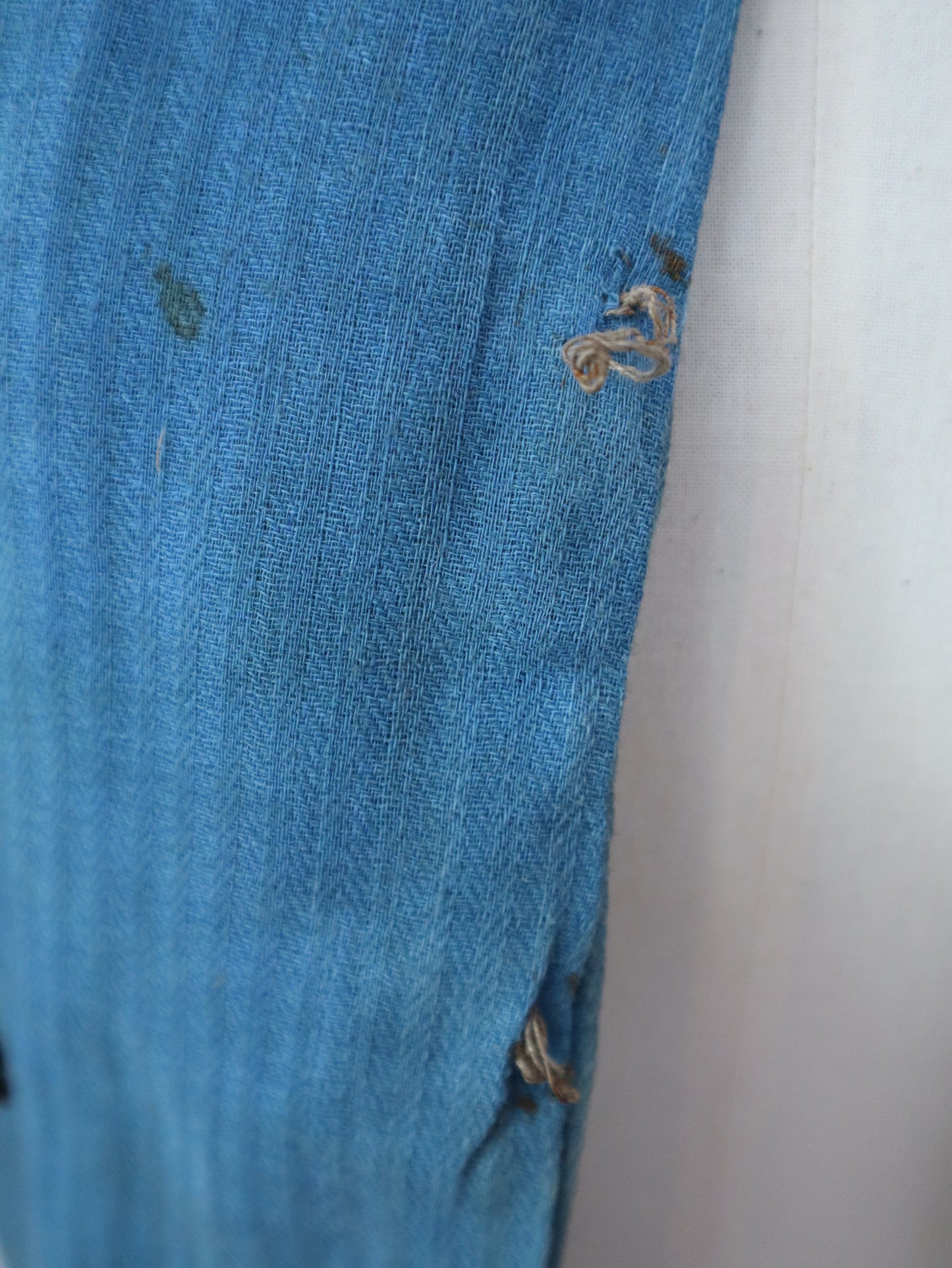 Antique French Theatre Costume 19th Century Military Style Indigo Blue Red Sun Fade Gold Ribbon Trim Brass Buttons