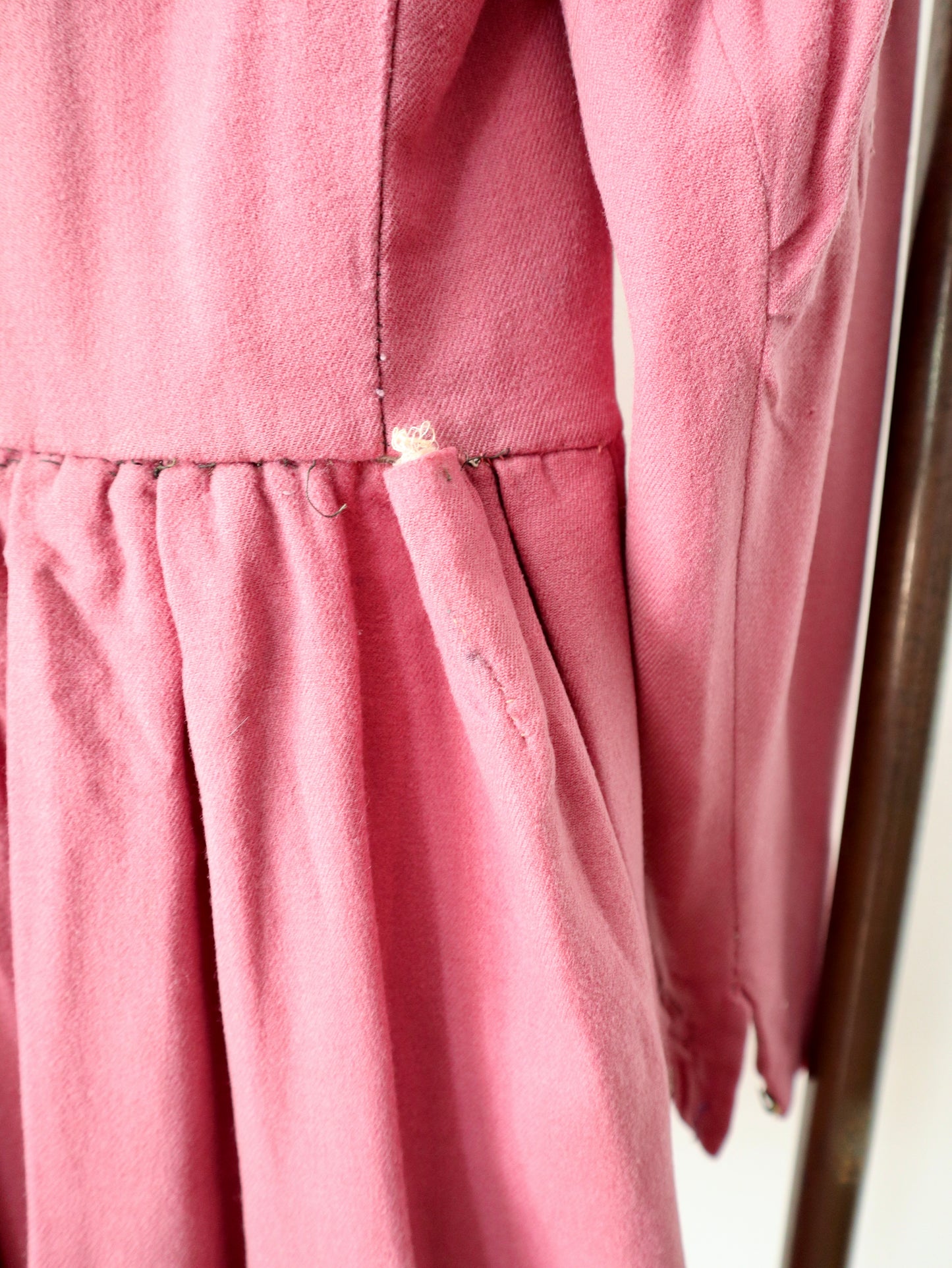 Antique French Opera Costume Pink Wool Tunic Linen Early 1900s