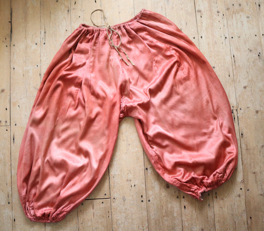 1920s French Rose Pink Satin Pantaloons Trousers Pants Theatre Costume