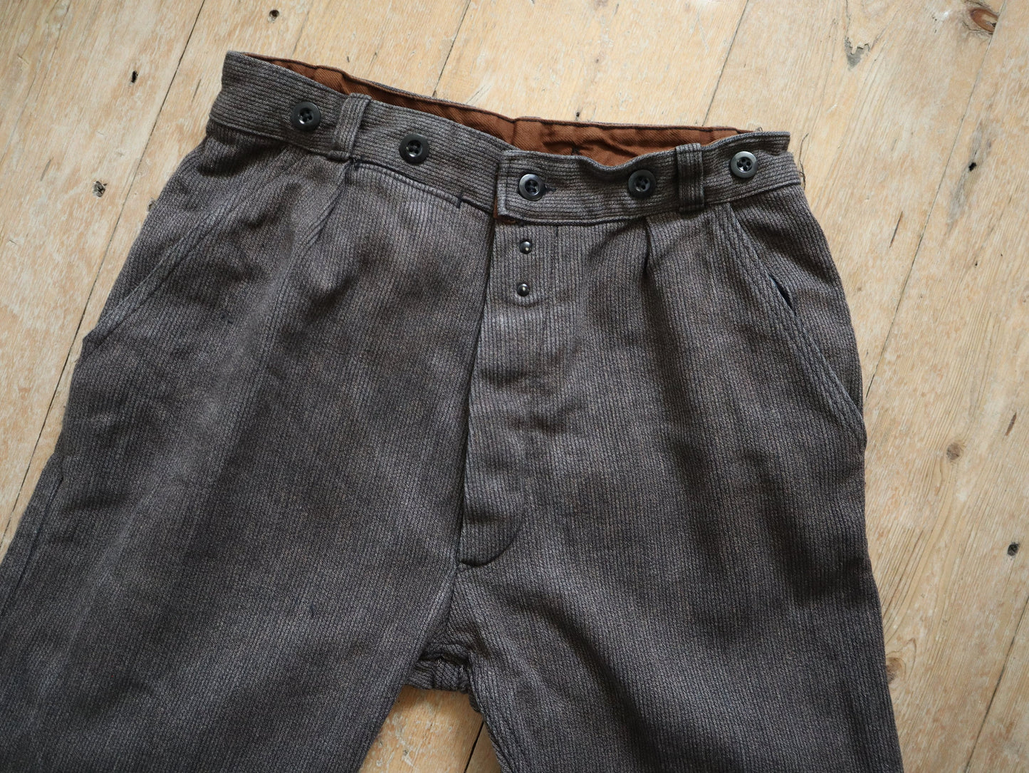 1960s French Workwear Trousers Brown Chore Pants Small