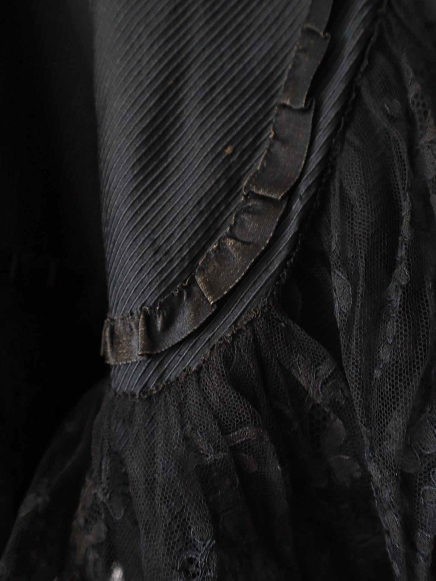 Antique French Cape Black Lace 1890s Victorian Gothic