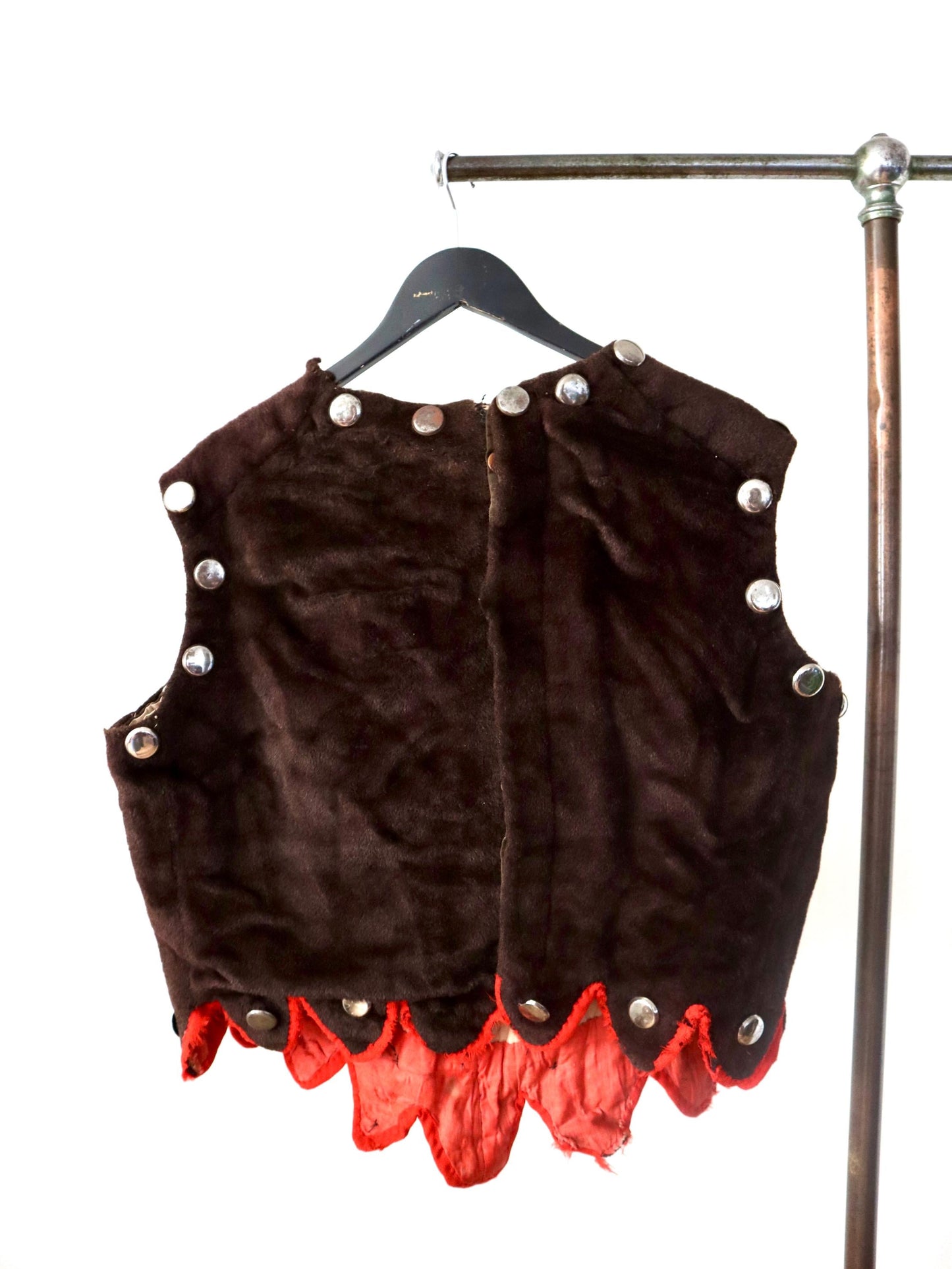 French antique opera costume vest medieval style goat hair imitation fur with metal studs