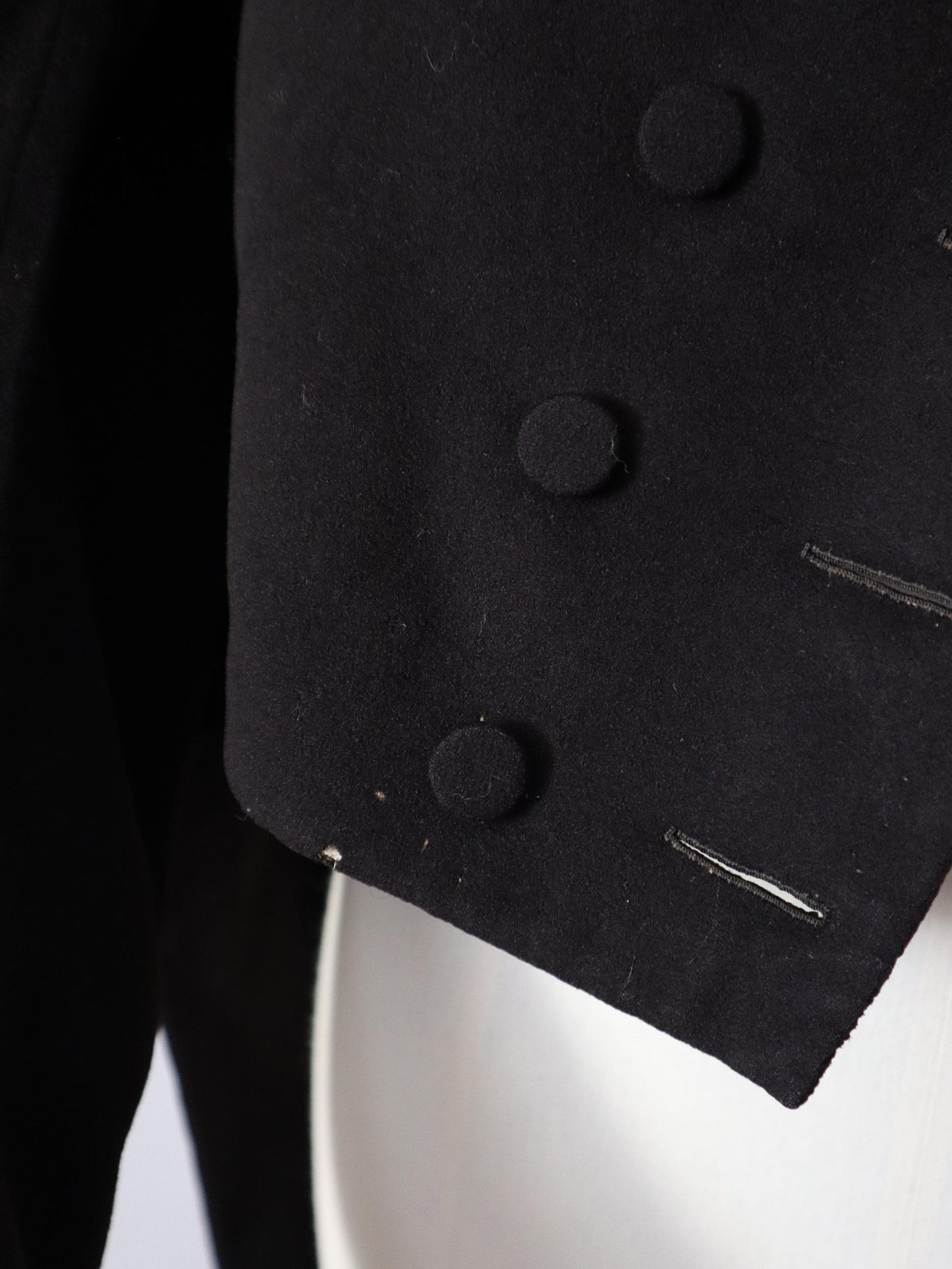 RARE Early 1800s French Black Wool Tailcoat Jacket REGENCY Double Breasted Jacket Coat M Notch Lapel
