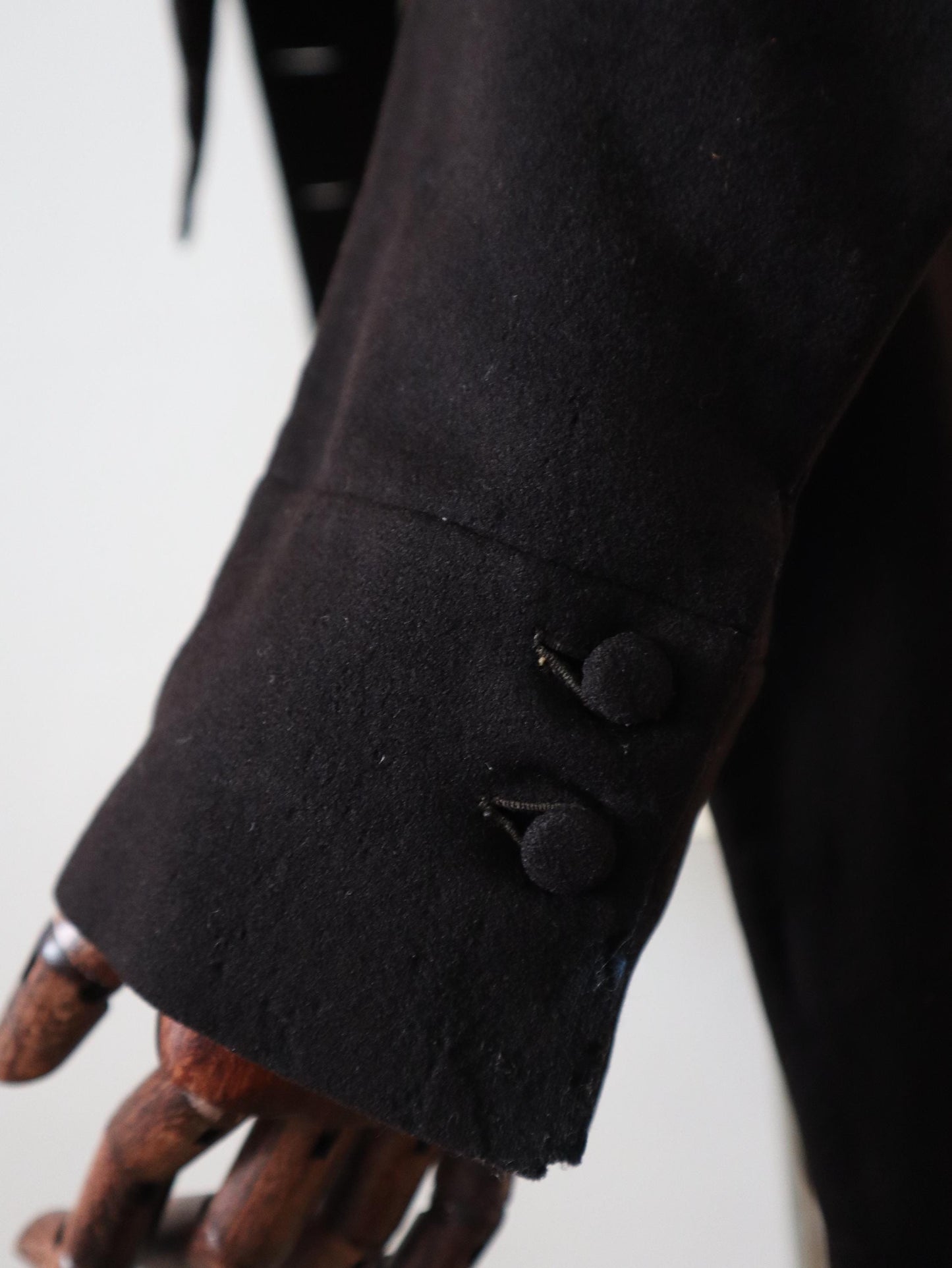 RARE Early 1800s French Black Wool Tailcoat Jacket REGENCY Double Breasted Jacket Coat M Notch Lapel