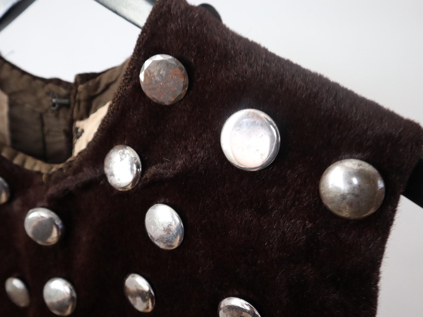Antique Costume Opera French Medieval Armour Warrior Goat Hair Studs Metal