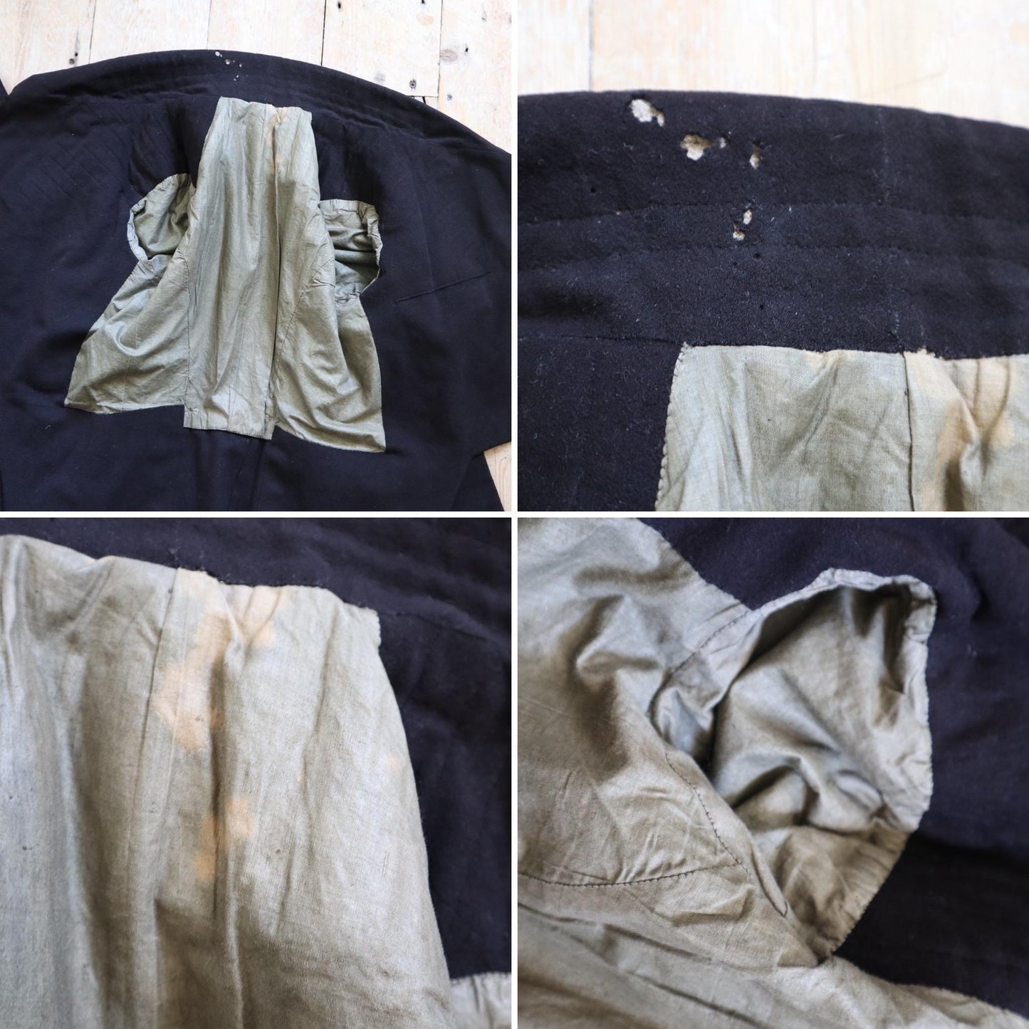 RARE Early 1800s French Black Wool Tailcoat Jacket REGENCY Double Breasted Jacket Coat M Notch Lapel