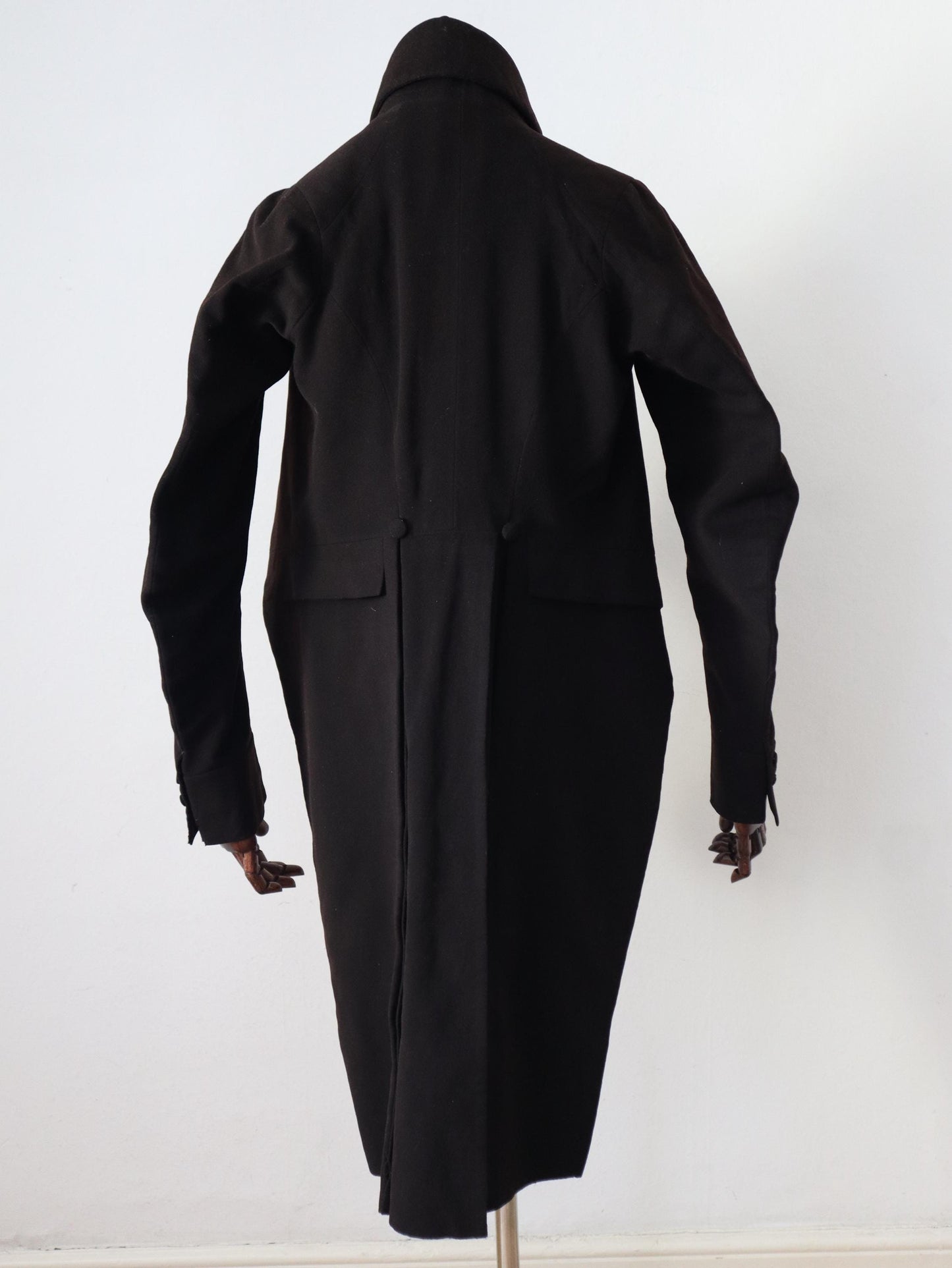 RARE Early 1800s French Black Wool Tailcoat Jacket REGENCY Double Breasted Jacket Coat M Notch Lapel