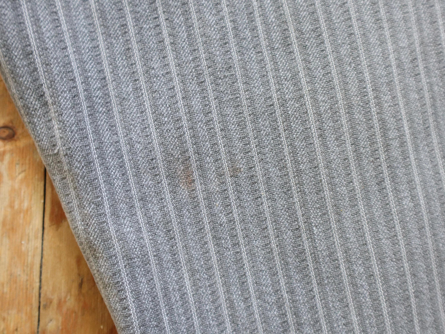 French workwear trousers light grey striped cotton cinch back Chore Pants