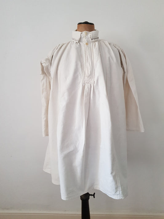 Romanian linen smock shirt Eastern European Folk Smock c. 1930s