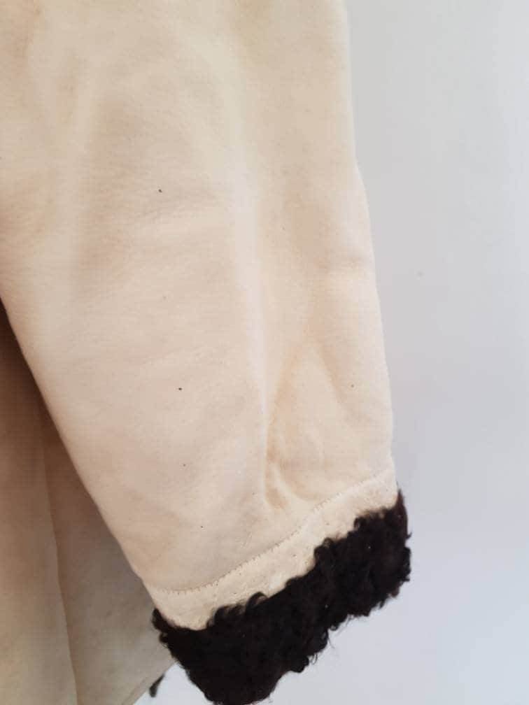 RARE Antique white sheepskin folk jacket coat Hutsul Ukrainian sheep hair interior
