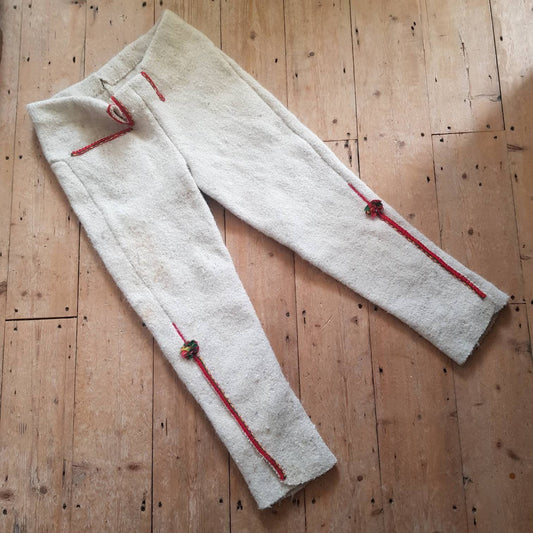 Slovakian wool folk trousers ribbon trim Traditional Eastern European