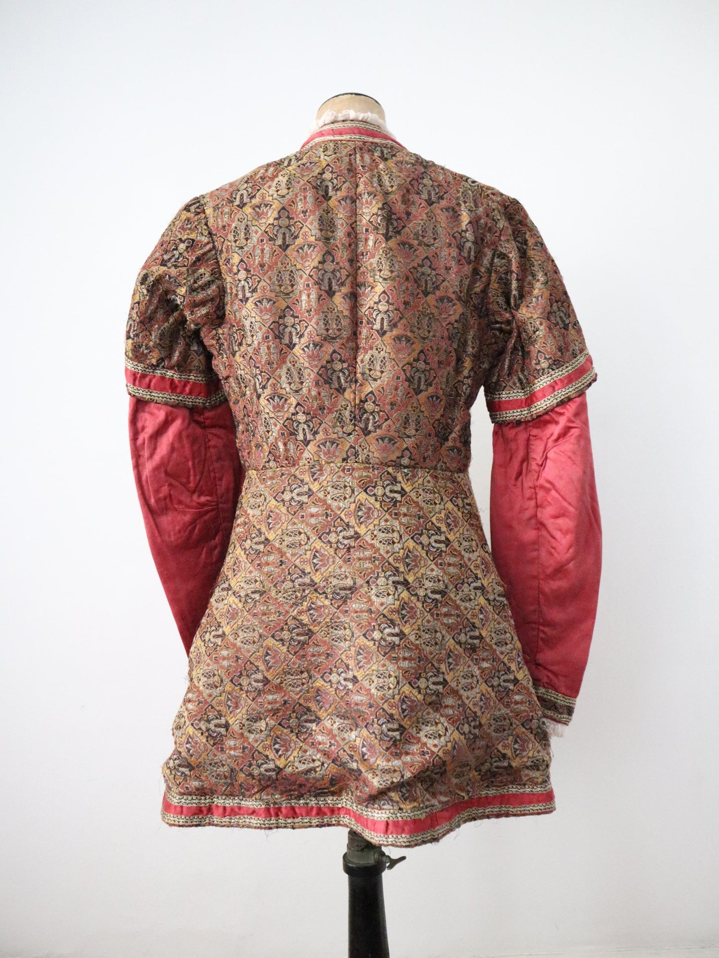 Early 1900s French Theatre Costume Tunic Medieval Style 19th Century Antique Fabric Rose Pink Gold Metallic Thread Metal