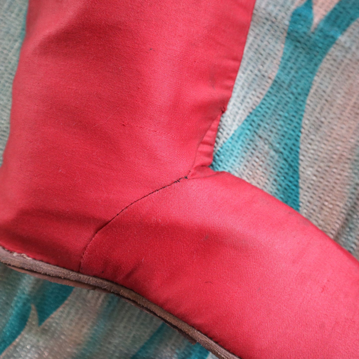 Antique Red Boots French Theatre Fabric Leather Renaissance Style Antique