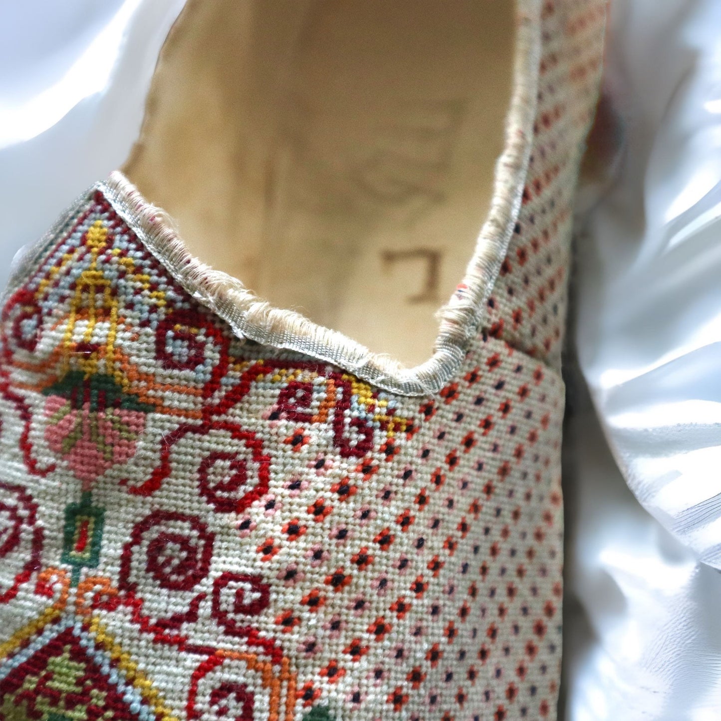 Exceptional c.1775 French Men’s Needlepoint Slippers – Original 18th Century Footwear