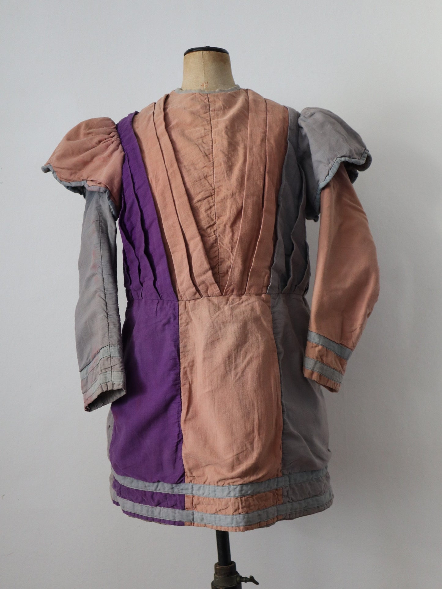 Antique French Theatre Costume Renaissance Style Pink Grey Purple Cotton Doublet Opera 1910s