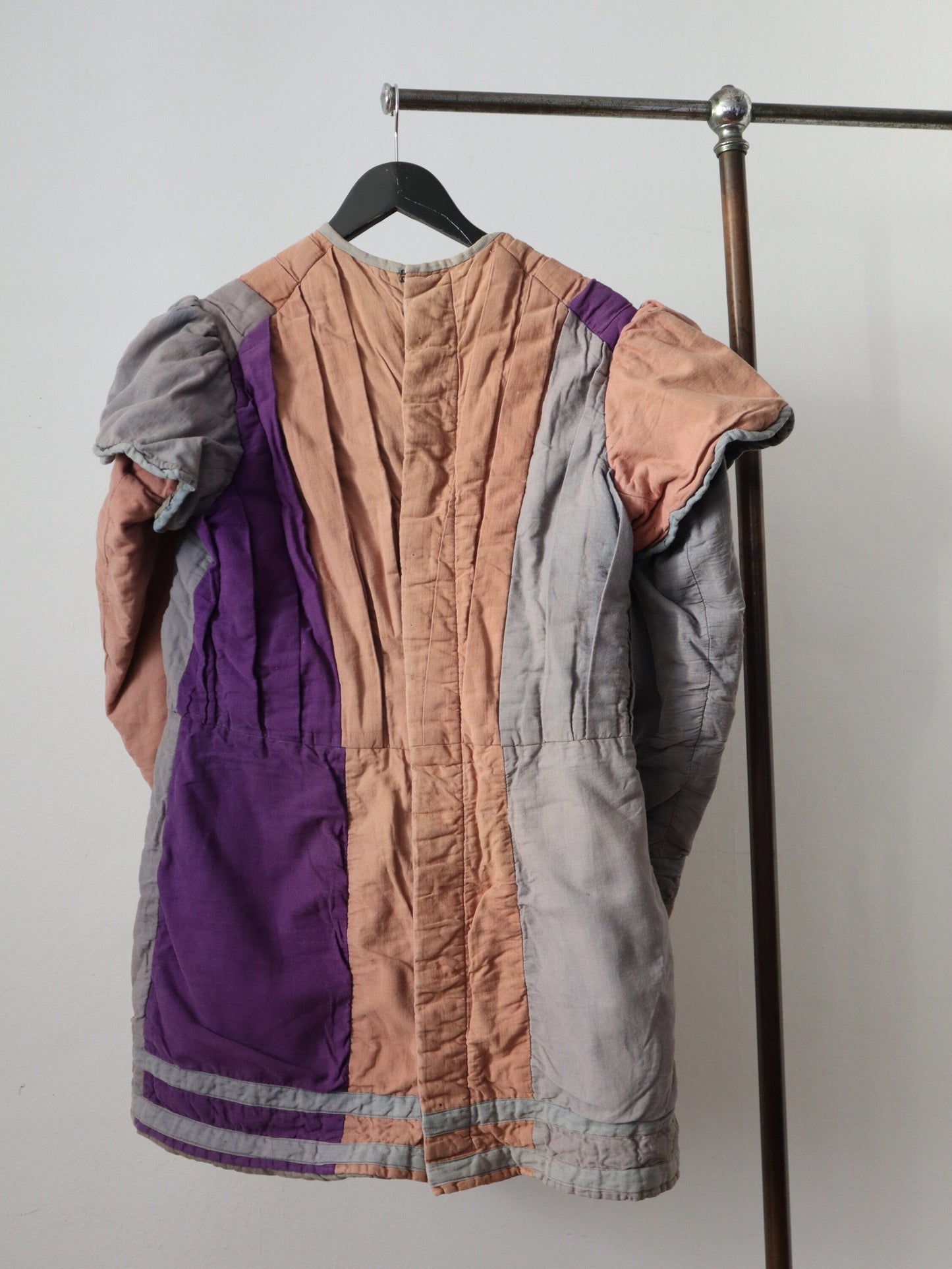 Antique French Theatre Costume Renaissance Style Pink Grey Purple Cotton Doublet Opera 1910s