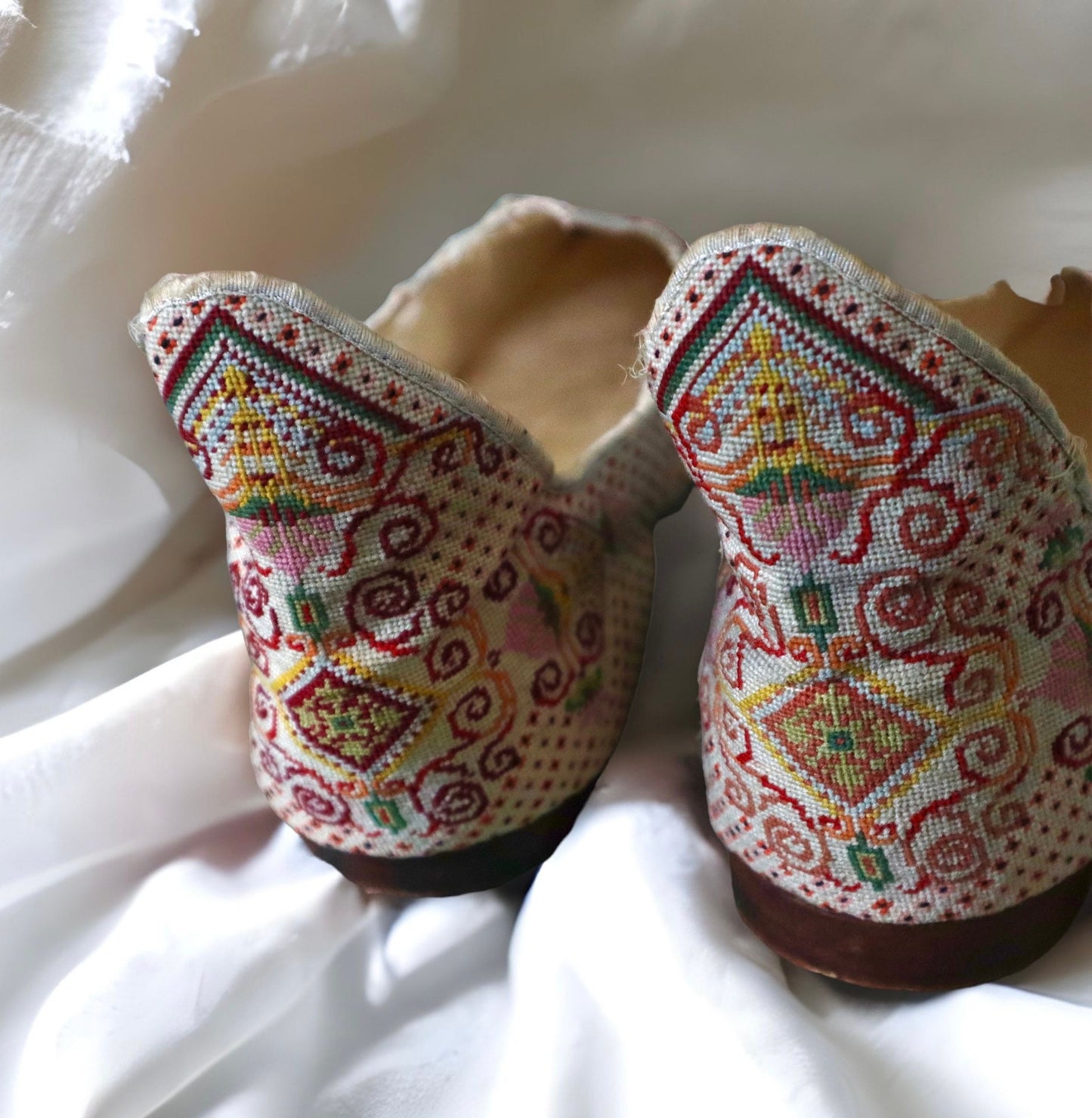 Exceptional c.1775 French Men’s Needlepoint Slippers – Original 18th Century Footwear