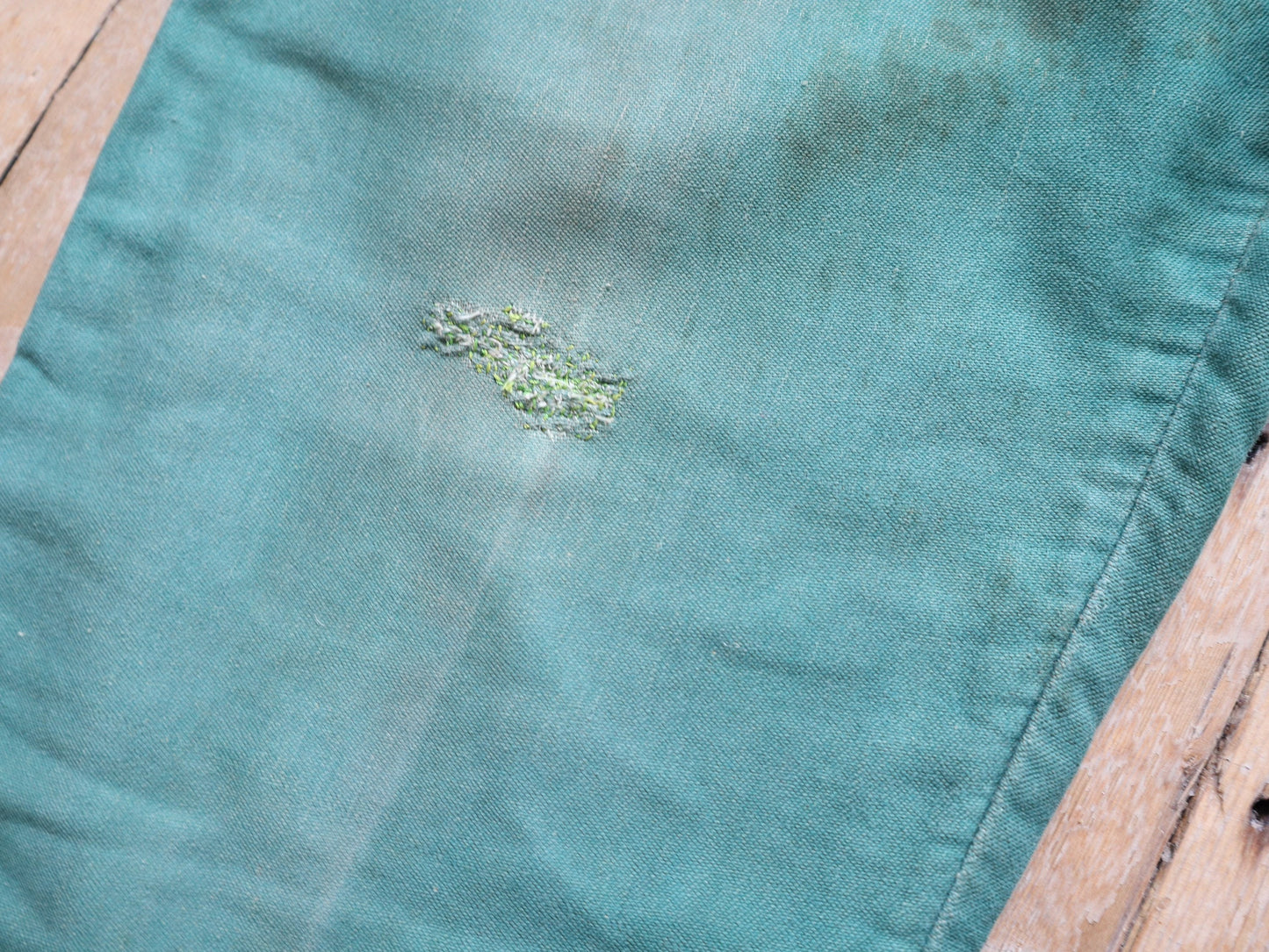 Antique French Green Cotton High Waisted Trousers Pants Long Rise Opera Costume Rare
