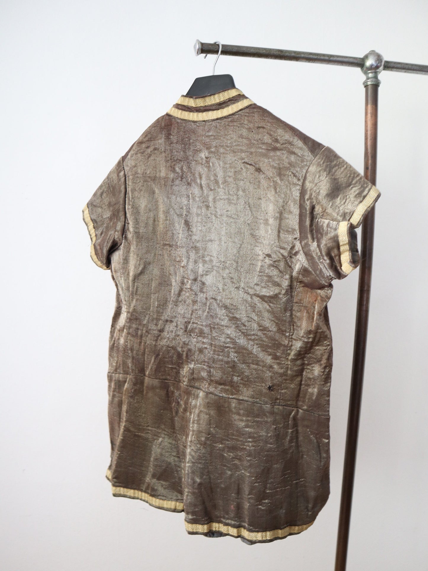 Antique Bronze Lamé Tunic Top French Opera Theatre Costume Metal Thread Chinese Style 1910s
