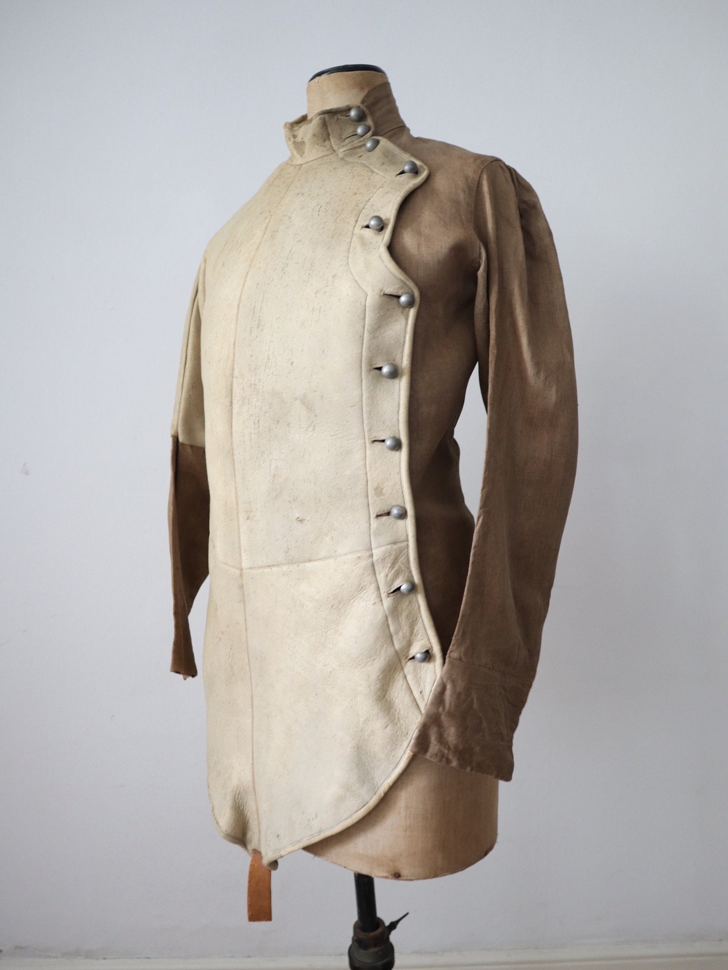 Antique 1800s French Fencing Jacket Nubuck Linen RARE
