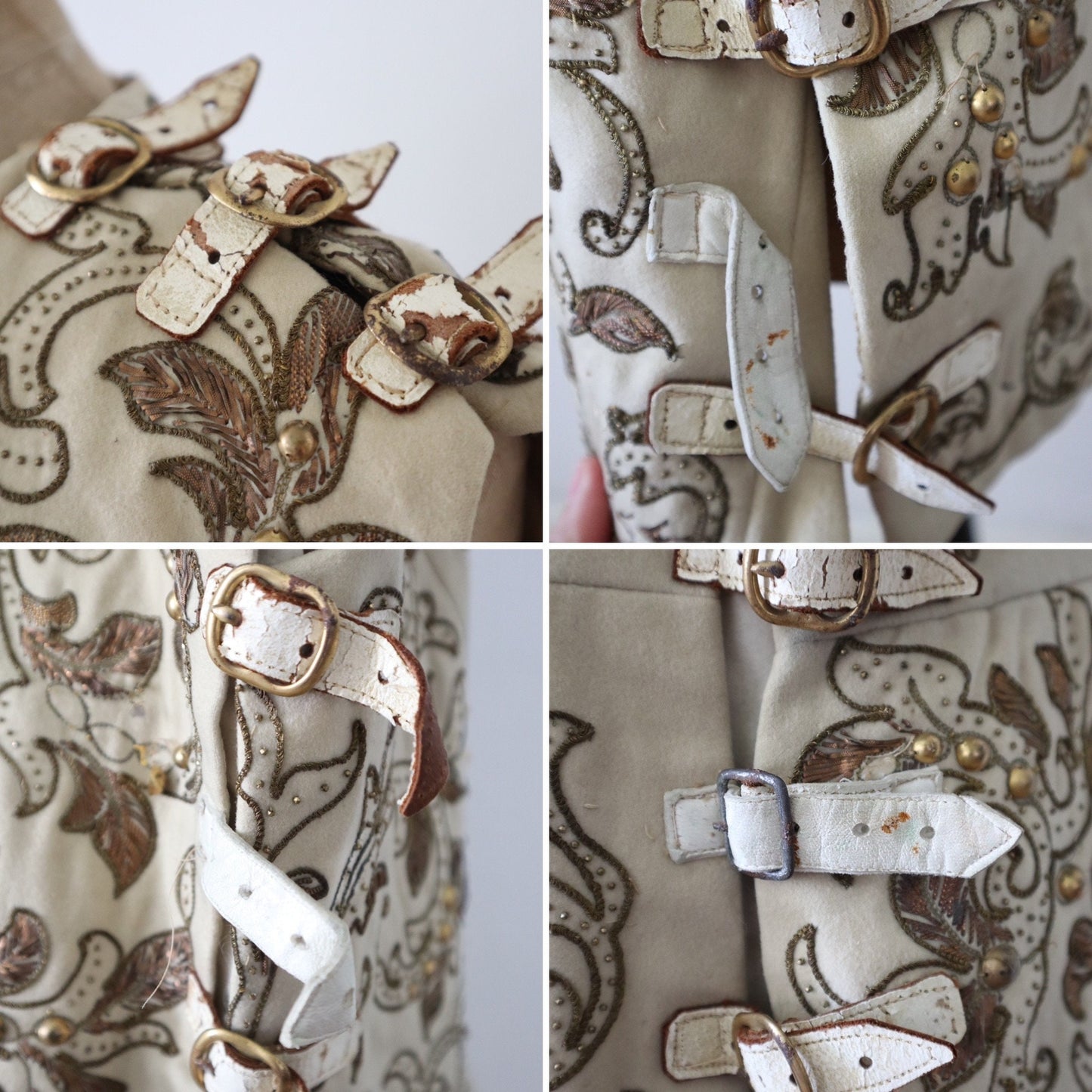 Exquisite 19th Century Gold Embellished Cream Wool Tunic French Opera Costume Metal Trim Centurion Roman